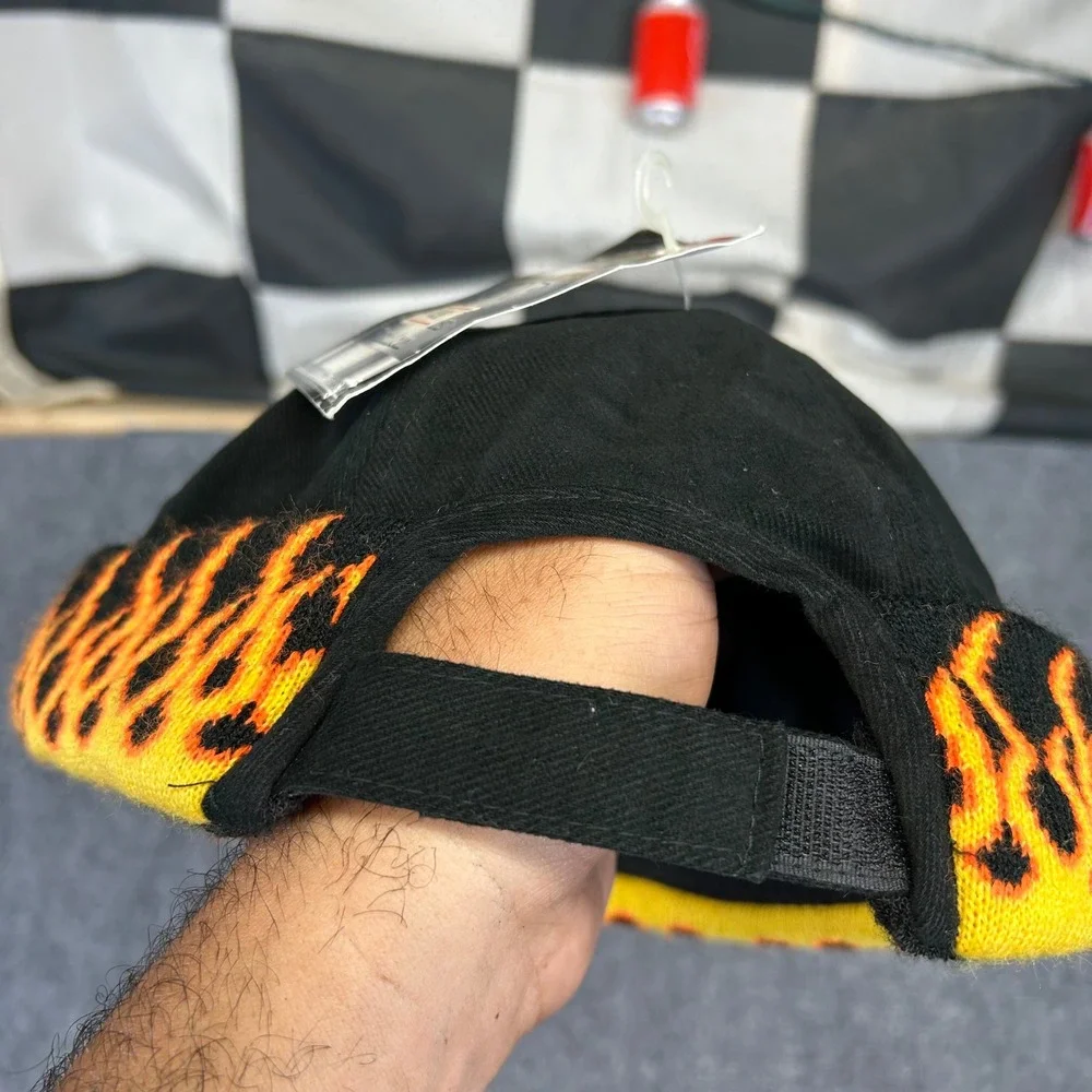 Vintage 2000 Beach Club Promotions Skull Flame Bullet Cap Biker Hat Black NWT